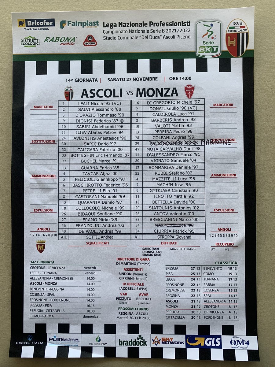 GiBifulco's tweet photo. @ascolicalciofc 
@ACMonza 
#Scouting @Lega_B https://t.co/Y3KPVXWejg