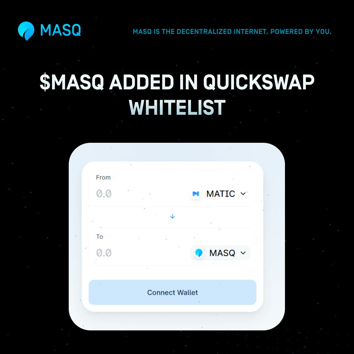 Annoyed with the 'ETH Gas Crisis' ?!
Don't let that stop you from exploring the newest mesh network integrated on <a href="/0xPolygon/">Polygon | POL</a> - <a href="/MASQ_ai/">MASQ dVPN & Browser on Base</a> is finishing integration to support Polygon users within GEMINI! You can also choose $MASQ from the QuickSwap whitelist.
quickswap.exchange/#/swap?inputCu…