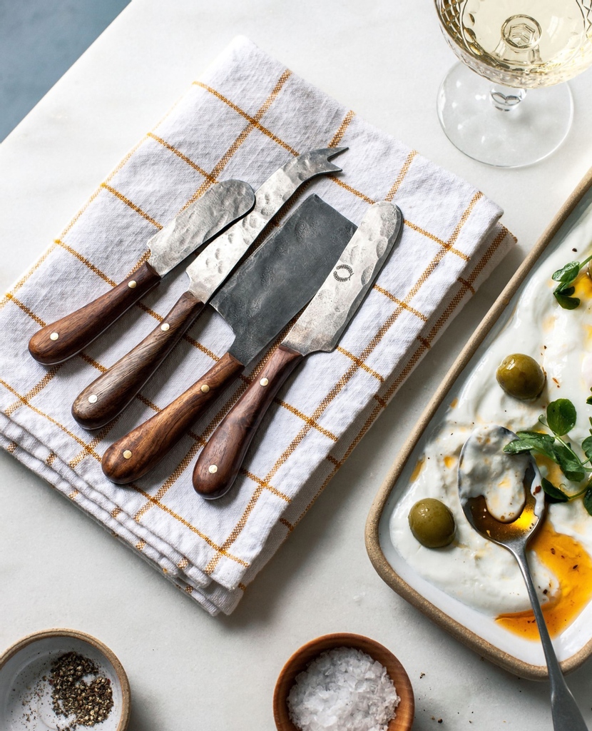 Didriks190's tweet image. Elevate your next gathering with a set of Farmhouse Pottery Artisan Forged Cheese Knives. Perfect for your charcuterie board, bread tray, or cheese platter, these knives boast beautiful hammered metal and wood accents!

Shop the set: l8r.it/oZug
.
.
.
#localroot