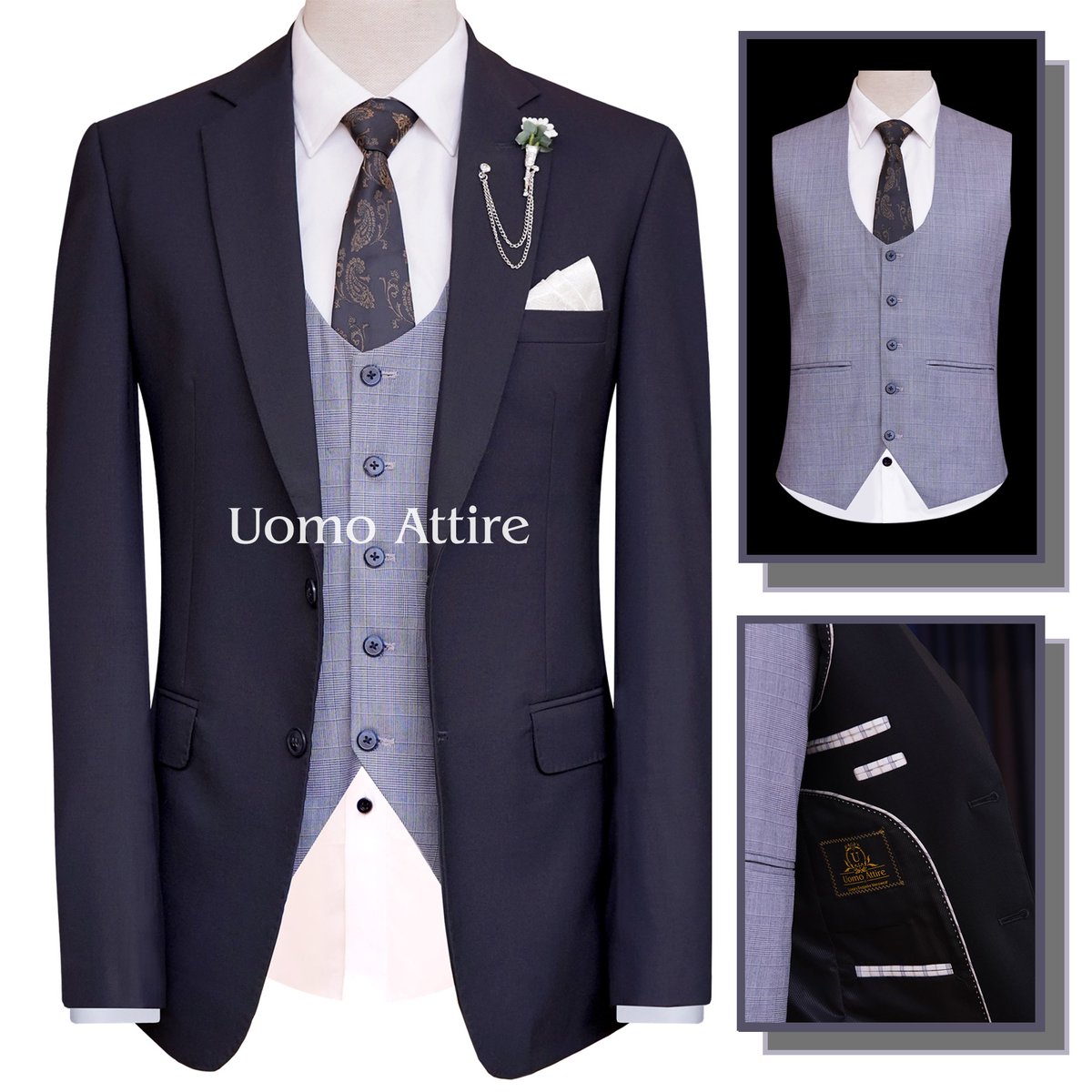 Uomo_Attire's tweet photo. Mid night blue weight less tropical customized 3Pc suit looks very elegant for man of the hour.

#Mens #Suit #PrinceCoat #Menswear #style #fashion #Sherwanidesign #Luxury #Wedding #Groom #custom #bride #checksuit #latest #Turban #weddingsuit #beauty #Royal #weddingdress https://t.co/Hjatx7IjYh