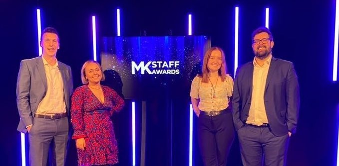 NHSAlice's tweet photo. It’s the morning after the @MKHospital Staff Awards &amp; I just want to say a massive thank you to this wonderful bunch for helping keeping me sane over the last month with all the prep &amp; occasional meltdowns, couldn’t have done it without you or @RedOccasions - bring on June 2022! https://t.co/wX8FvCvh3M