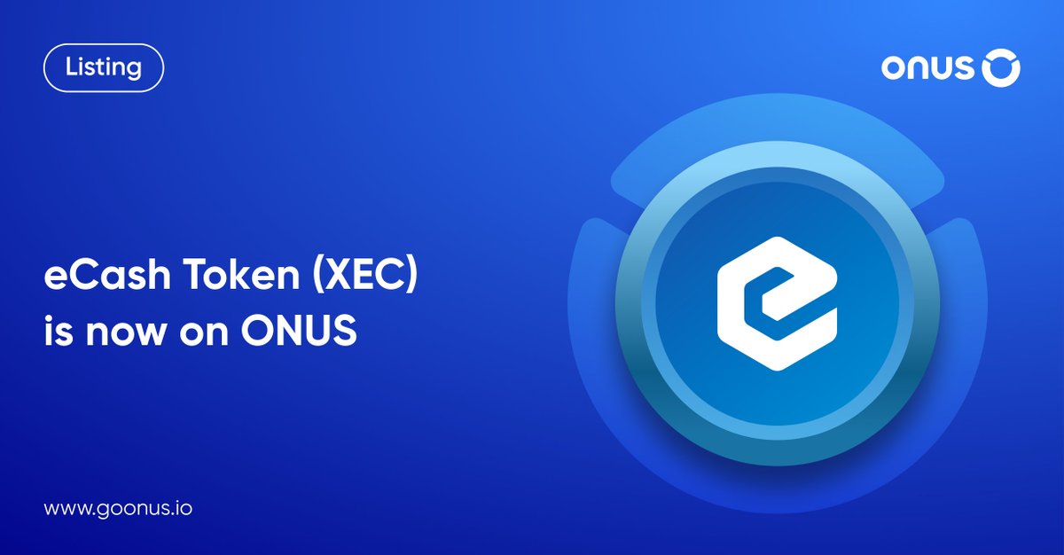 📢 #ONUS New Listing: $XEC 

<a href="/eCashOfficial/">eCash - old handle placeholder</a> is a digital currency that was developed after a hard fork of the #Bitcoin Cash #blockchain. 

#ONUS users can now store and swap from #USDT or #VNDC for #XEC 💸

👉 goonus.io/en/ecash-token…

#eCash #eCashArmy #DeFi