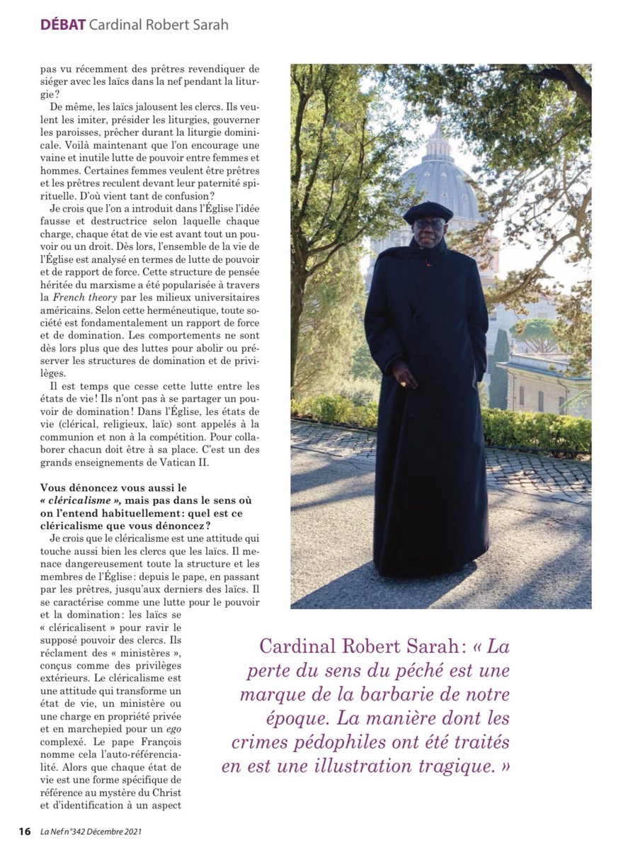 Card_R_Sarah's tweet photo. Je désire exprimer ma gratitude particulière à @Revue_La_Nef pour cette très belle interview consacrée à mon livre Pour l’éternité. +RS https://t.co/6mpImTaQ9Y