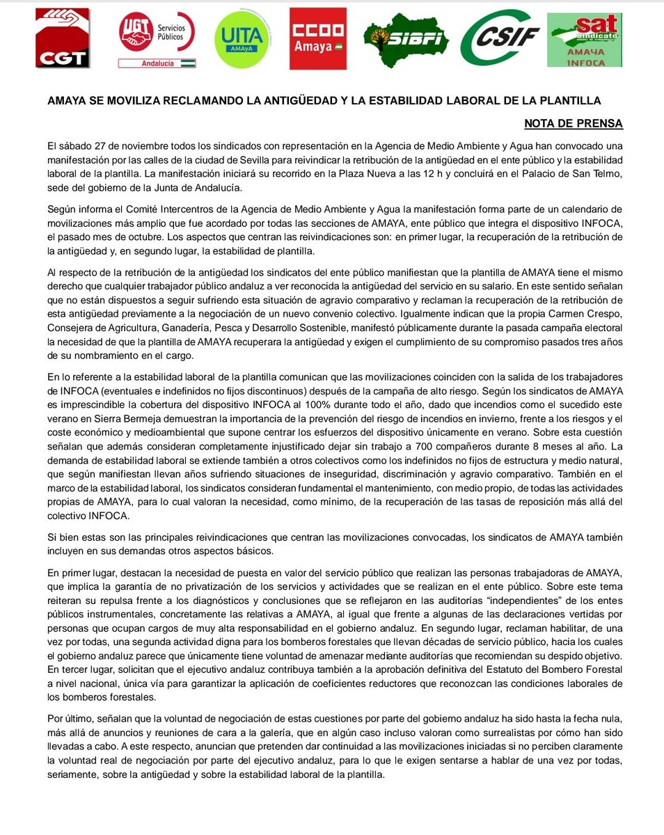 amaya_uita's tweet photo. Por nuestros derechos, menos eventualidad, @Plan_INFOCA 100% todo el año
#Antigüedad_YA 

@CarmenCrespoPP
@JuanMa_Moreno
@CgtAmaya
@AmayaUgt
@CCOOAMAYA
@sibfiandalucia
@CSIFAndalucia
@InfocaSat https://t.co/i61rUkqUNb https://t.co/ly6hZh5Cse