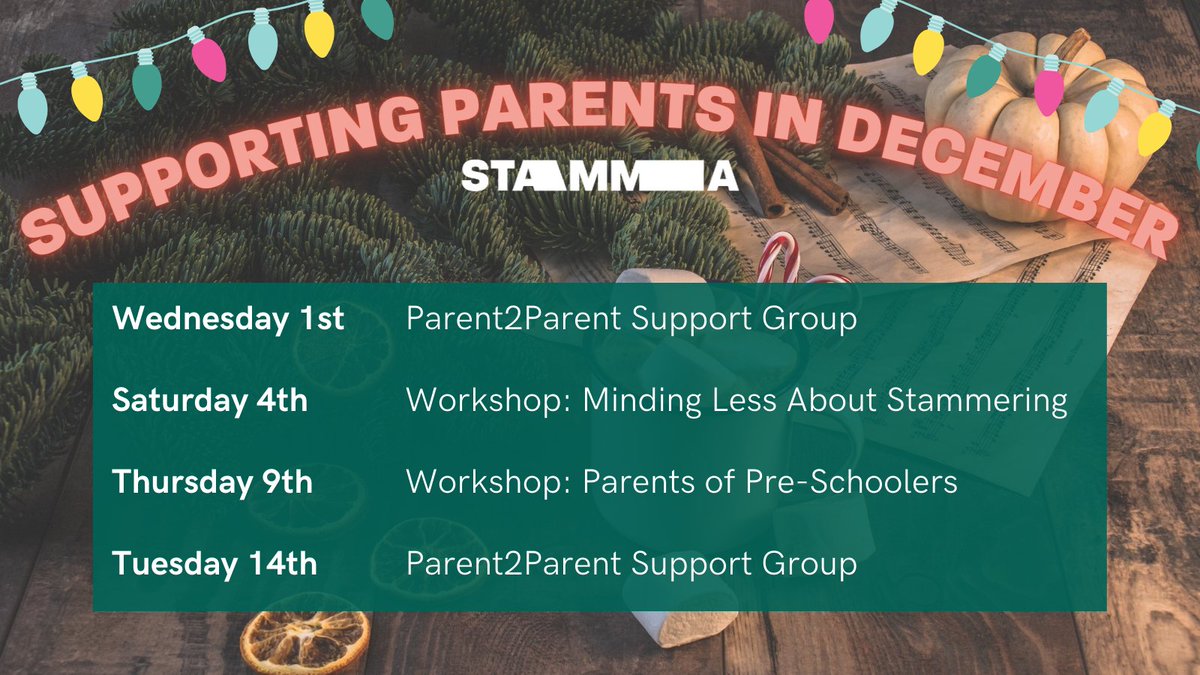stammer's tweet photo. Parents of children who #stammer - We get that December is a very busy time for you, with gifts to wrap and cards to send.

At least you don't have to worry about support groups and workshops next month. We've got you covered. 👇

Visit https://t.co/mdT5WllN2q https://t.co/eFuyv1XwDt