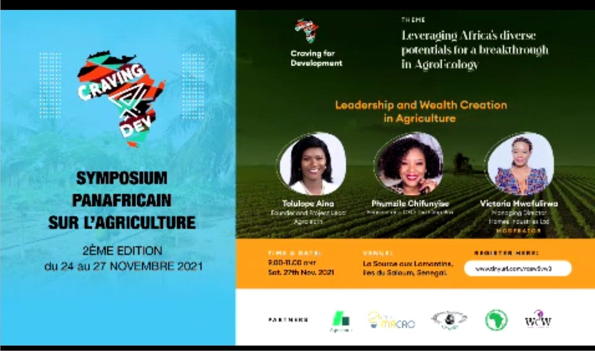 Misterkolade's tweet photo. The first session of the last day of @4_craving symposium having @VictoriaMwaful2, @missphumi and @Ainatolulope1 of @agrolearnn as panelist is live.
#craving4development2021
#AfricaPotential https://t.co/qym0XMwt7v
