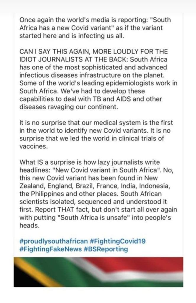 South Africa was the first to isolate and identify the new #OmicronVariant. They didn't create it and it is in many countries.