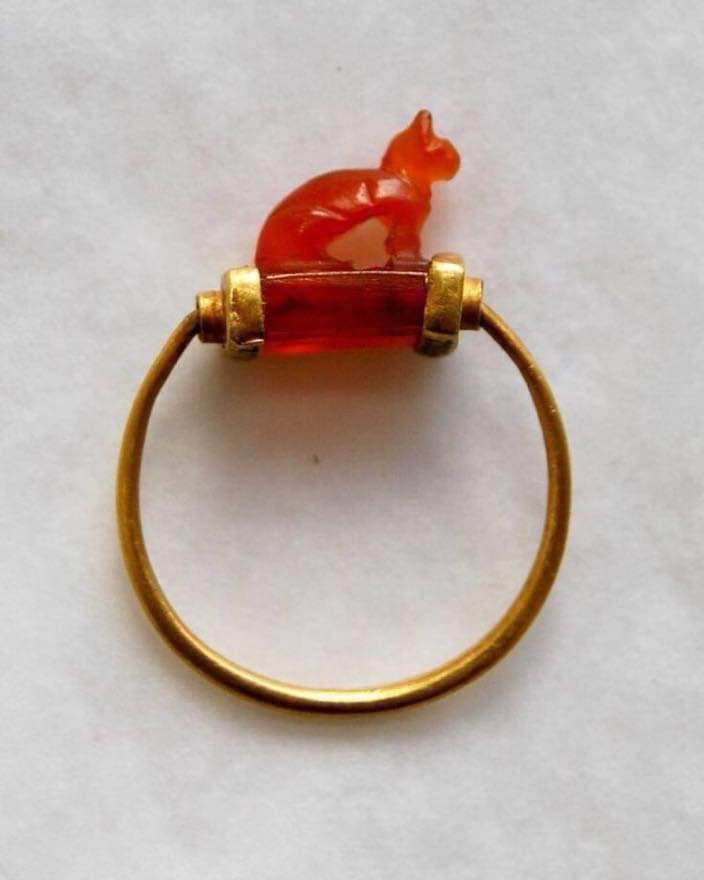 archeohistories's tweet image. Ancient egyptian gold finger-ring with cat, 1070 - 712 BC.

#archaeohistories