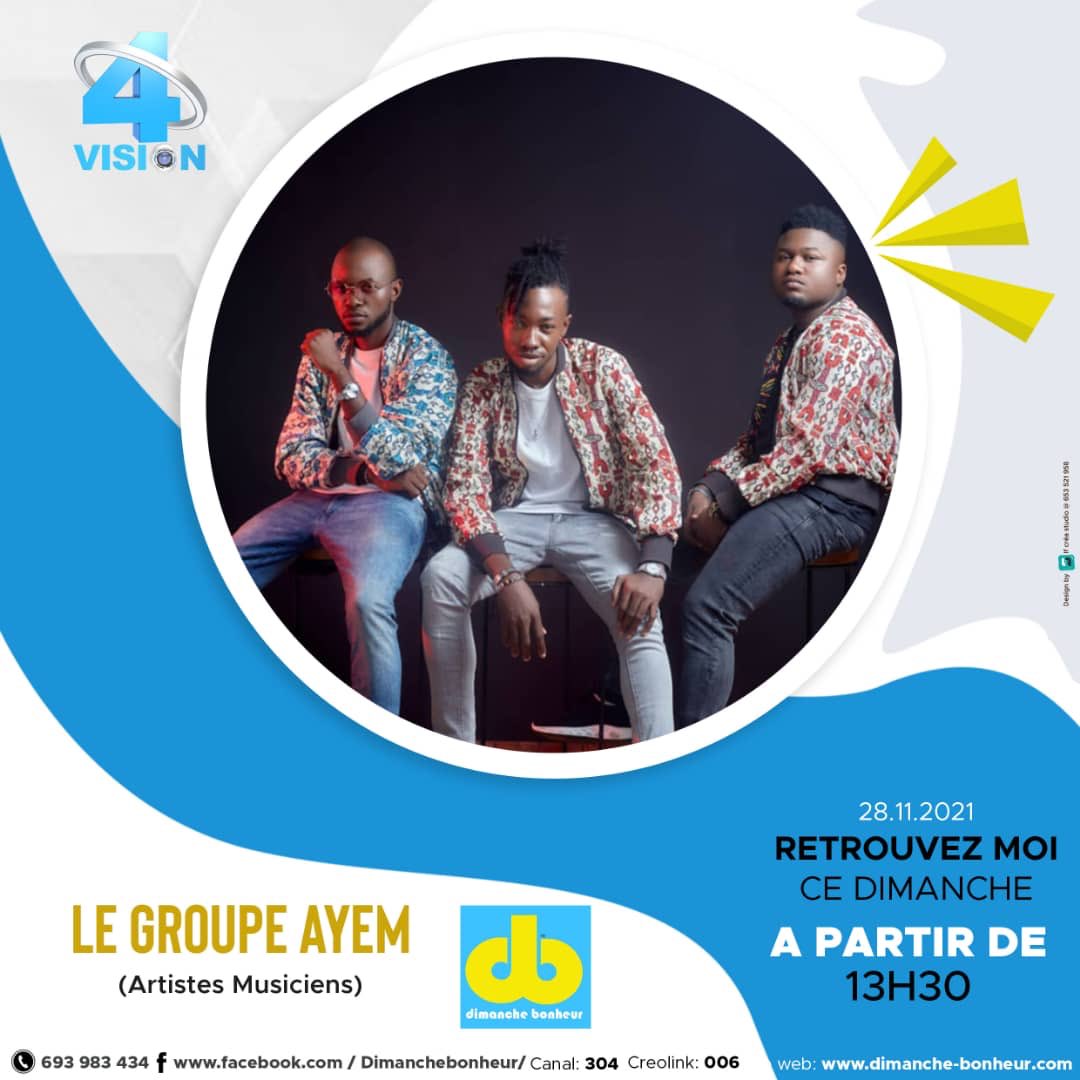 Ayem237's tweet photo. Hello!!! La Famille 

Nous vous donnons rendez-vous 
Ce Dimanche 28 Novembre sur la chaîne @vision4_tv à l’émission Dimanche Bonheur à partir de 13h30

Soyez connecté 🙏🏽🙏🏽🙏🏽
Et excellent week-end à vous 

https://t.co/xLciBcrXL0

#Ayem_in_love
#je_te_yamo_challenge
#SPM https://t.co/TjJDgdVd39