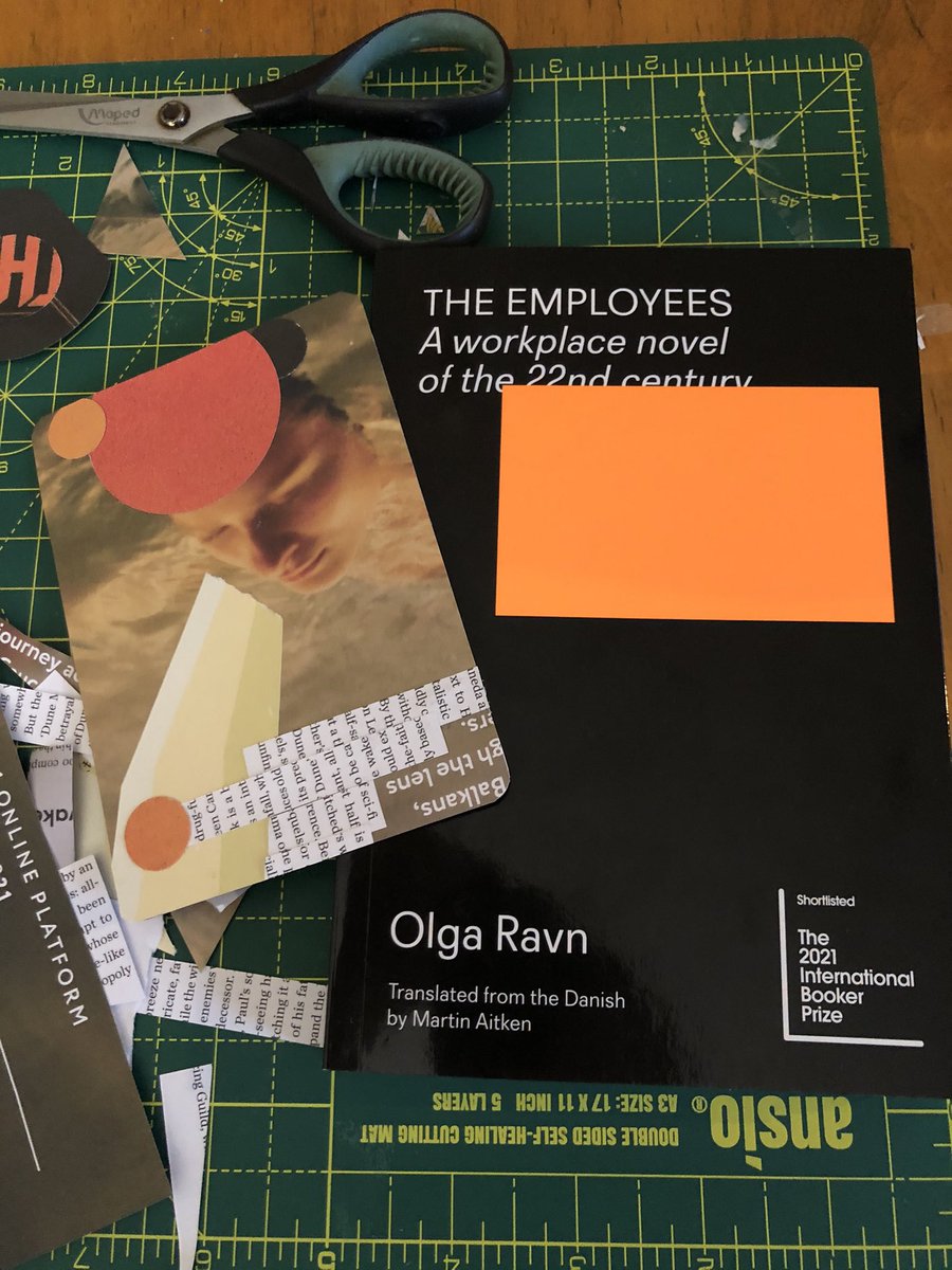 The Employees by Olga Ravn (translated by Martin Aitken) - a strange seed that will not leave my brain. Science fiction in the art gallery; a sensorial database with glowing pages. Inhale in an afternoon, chew for days. 

Also pictured: resulting collage (small)