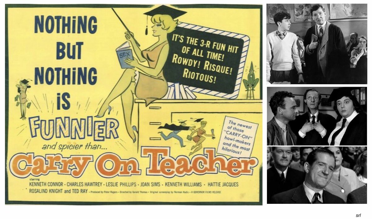 SaveRedlandLibr's tweet photo. 11am TODAY on @Film4
The 1959 #CarryOn film🎥 “Carry On Teacher” directed by #GeraldThomas from a screenplay by #NormanHudis
🌟#TedRay #KennethConnor #CharlesHawtrey #LesliePhillips #JoanSims #KennethWilliams #HattieJacques #RichardOSullivan https://t.co/8nD40tNCPp