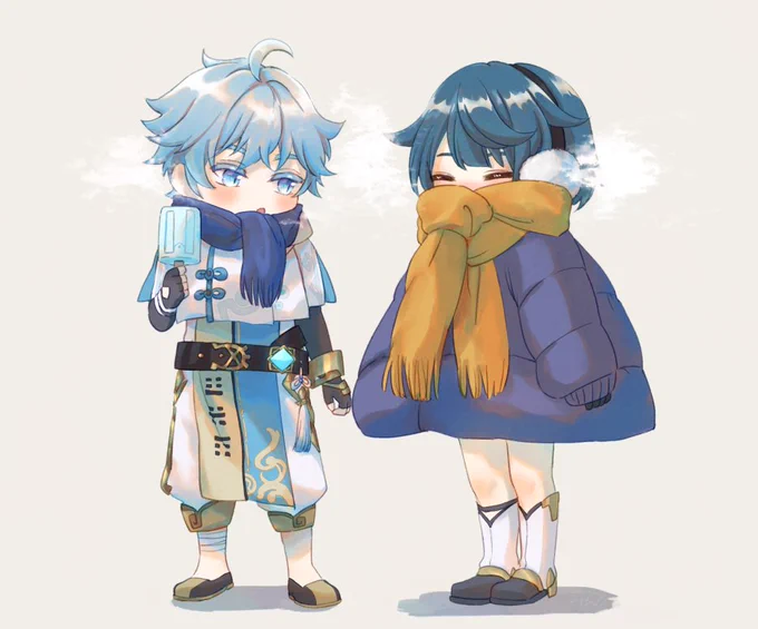 冬の親友～～☃️ #Xingqiu #Chongyun 