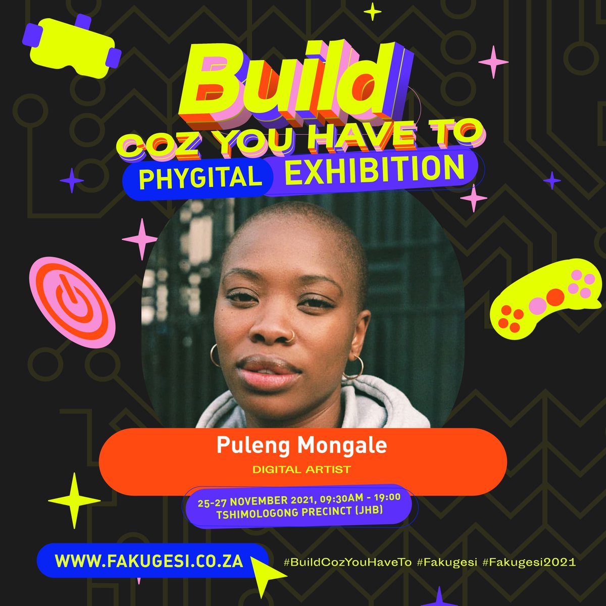 fakugesi's tweet photo. Today's the last day to check out the #BuildCozYouHaveTo physical exhibition at the @TshimologongIT Precinct in Joburg. These are some of the artists that have featured in the phygital exhibition:
@NataliePaneng ; @grimmz_sa ; @where_it_rains
We hope to see you soon. https://t.co/iE8TLeZEPS