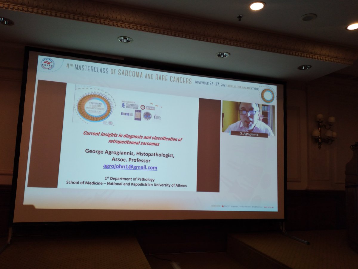 GreekSarc's tweet photo. Day 2. STS session. Pathology, Adipocytic sarcomas, Angiosarcomas, RT, retroperitoneal surgical approach. Excellent didactic session! #4thMasterclass #STS @schoffski @RobinL_Jones @Ioanna_Nixon https://t.co/uM8pv3Zjia