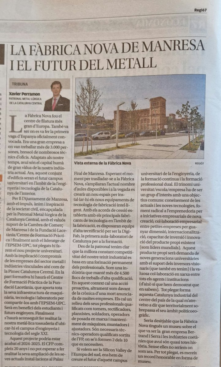 Propers a sant Eloi, patró dels metal•lúrgics val la pena llegir aquesta tribuna de <a href="/xperramon/">Xavier Perramon</a> de la <a href="/PatronalC/">Patronal Metal·lúrgica de la Catalunya Central</a> publicat aquest dissabte al <a href="/diariRegio7/">Regió7.cat</a>