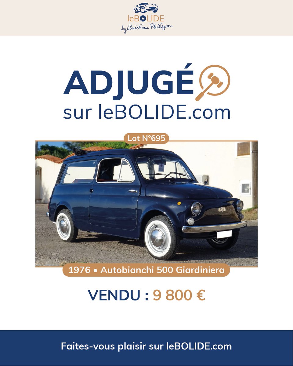leBolide_'s tweet photo. Adjugé !
👏 Bonne route au nouveau propriétaire de cette. Autobianchi 500 Giardiniera de 1976.
Rendez-vous sur https://t.co/0sdcy9npME pour suivre les enchères en cours et à venir.

Rêvez… 
Commentez… 
Enchérissez… 
Achetez ! 
Faites-vous plaisir sur https://t.co/0sdcy9npME https://t.co/JUCpB8kuoD