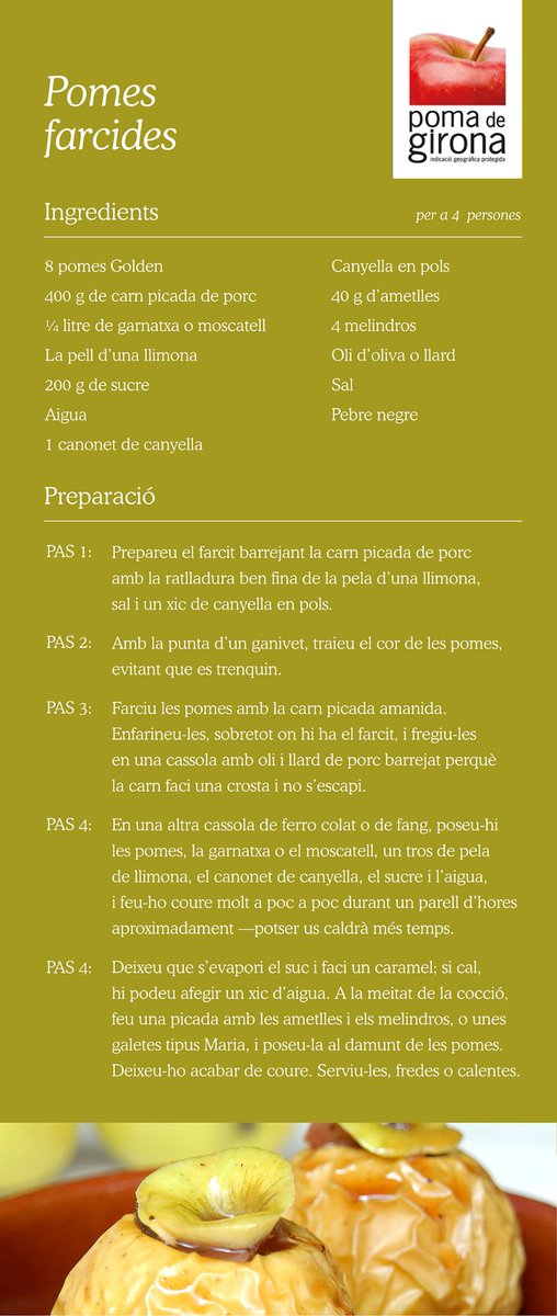 pomadegirona's tweet photo. Avui us proposem un primer plat: Pomes farcides de carn...
😋😋😋
#pomes #apples#manzanas #proxomitat #territori #alimentsdorigen https://t.co/l8Avt5E0CW