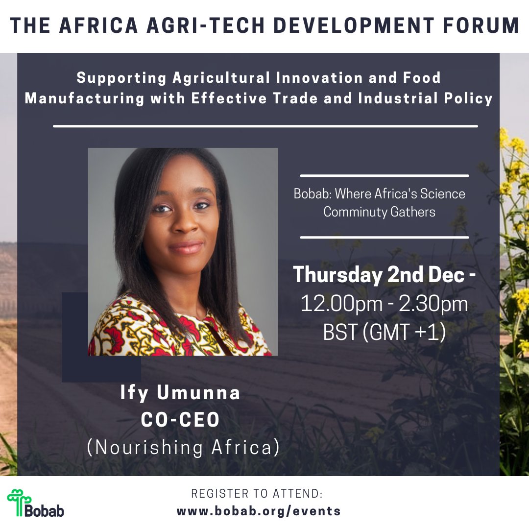 MEET OUR SPEAKERS

Ify Umunna, manages the creation and implementation of programs for Nourishing Africa. She also oversees the ICT, Partnerships and Governance for the organization.

Register here to attend https://t.co/mczXfeOTCx https://t.co/Do69338LoV
