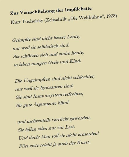 Was Kurt #Tucholsky zur #Impfdebatte beigetragen hat