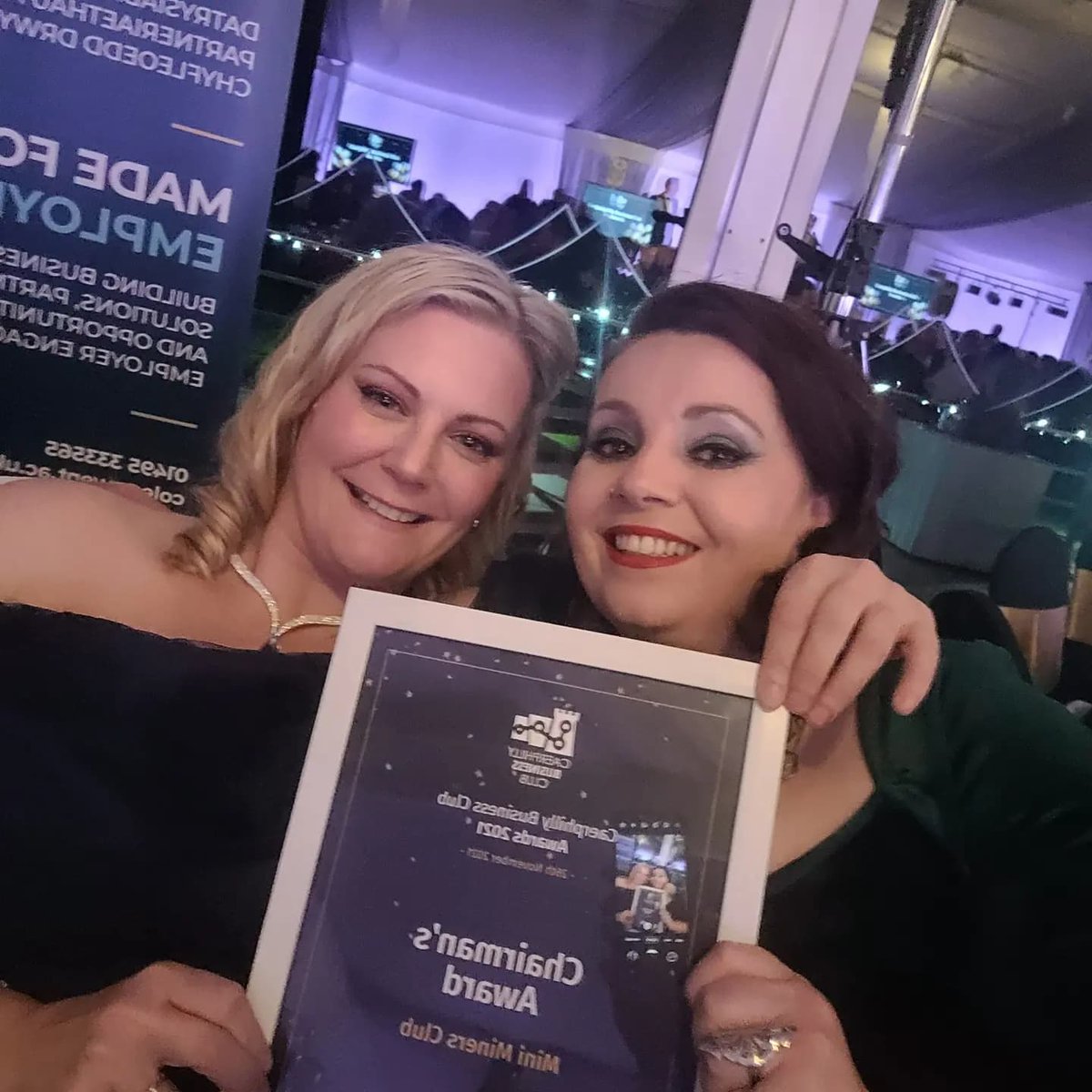 MinersMini's tweet photo. What a night!! 
We are over the moon to have been chosen for the chairman's award @CaerphillyBC awards
To see that the achievements of our little nursery and our amazing team were recognised is so very special beyond what we could have ever hoped for. https://t.co/1CNq1wVDMg