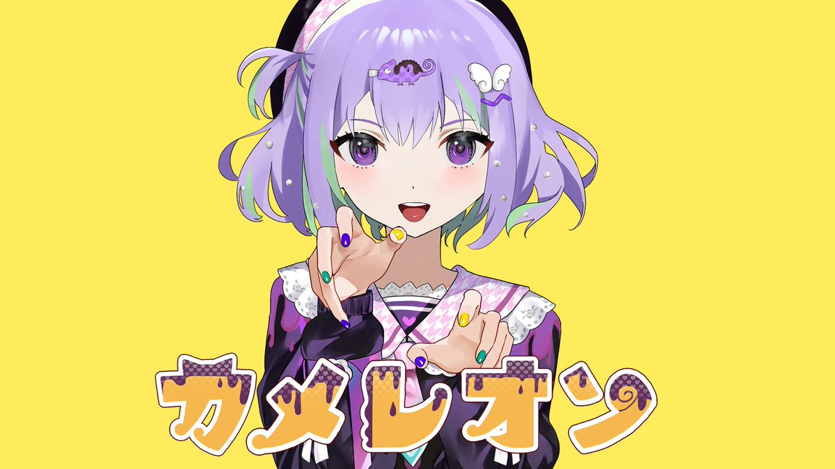 1girl solo double bun hair bun purple eyes twintails yellow background  illustration images