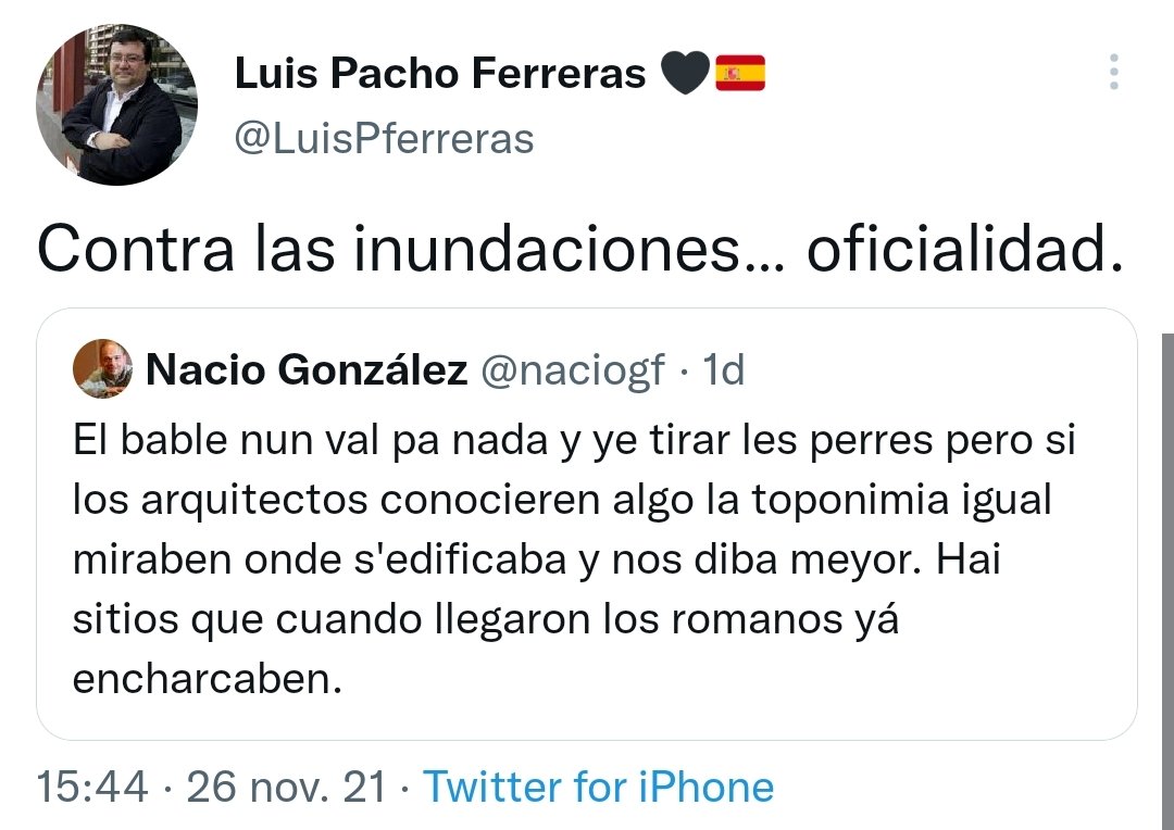 VientuNordes's tweet image. Estimado señor @LuisPferreras :
Lo que expone @naciogf es que con unos conocimientos mínimos de asturiano no se habría construido un hospital en un paraje conocido cómo "La Llamarga", que en asturiano significa "sitiu onde hai entemez d'agua y barru". (Sigue ⬇️)