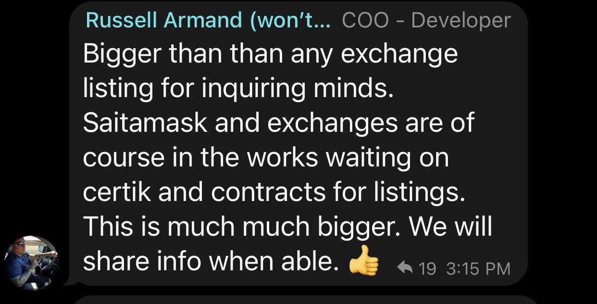 MAJOR SAITAMA UPDATE: 🤩

Saitama COO STATING NEWS BIGGER THAN ANY EXCHANGE SOMETHING INSANE IS GOING TO HAPPEN TO <a href="/InuSaitama/">Saitama Token</a> the coming weeks #HODL be patient OUR TIME WILL COME 💎🐺🚀🚀
#SaitamaWolfPack 

#SaitamaToken #cryptocurrency #100xgem #altcoins  #ERC20 #Binance #SHIB