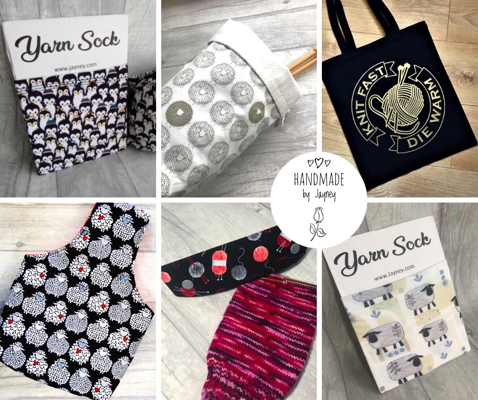 MadebyJayney's tweet photo. It’s #SmallBusinessSaturday today so here’s a little reminder that we’re a small business with lots of knitting bags, Christmas Tags, and TTRPG items. 
10% from all sales over the Black Friday w/e will be donated to Emma Gray who is raising money for the Southampton Oncology Unit https://t.co/UN8Sxgtwho