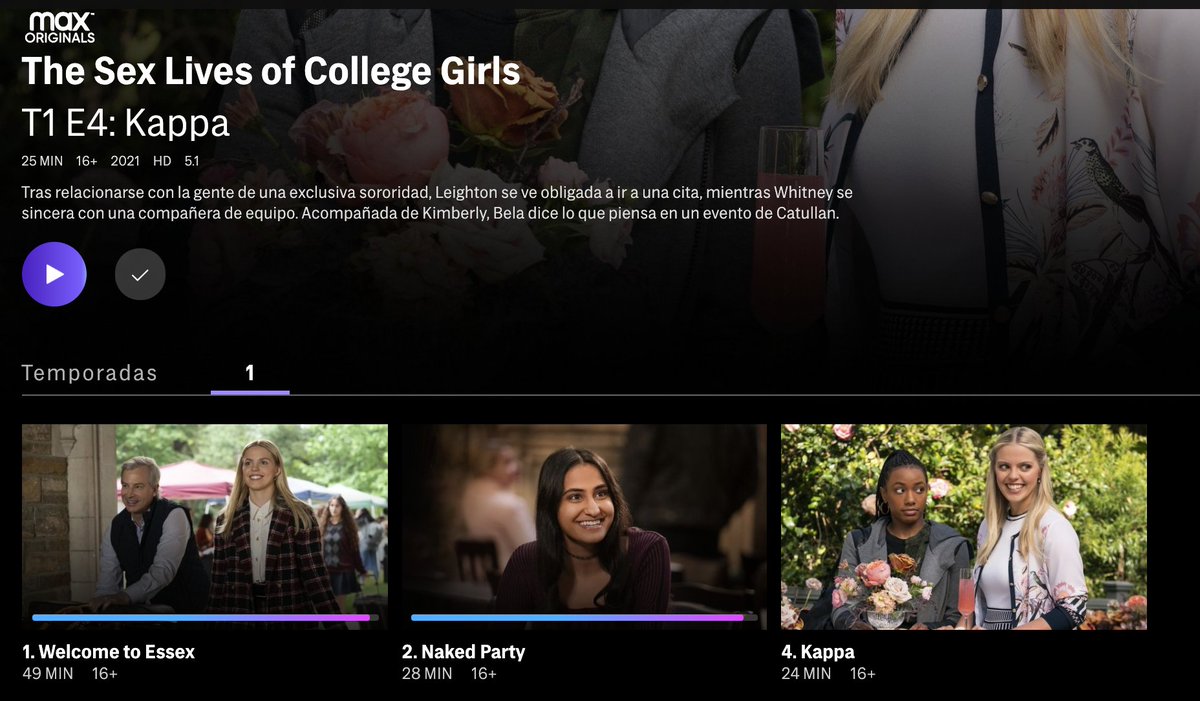 pablonesflis's tweet photo. El tercer y quinto episodio de #TheSexLivesOfCollegeGirls están ocultos... @HBOMaxES, cuándo se solucionará la incidencia? https://t.co/mMplLRw8Av