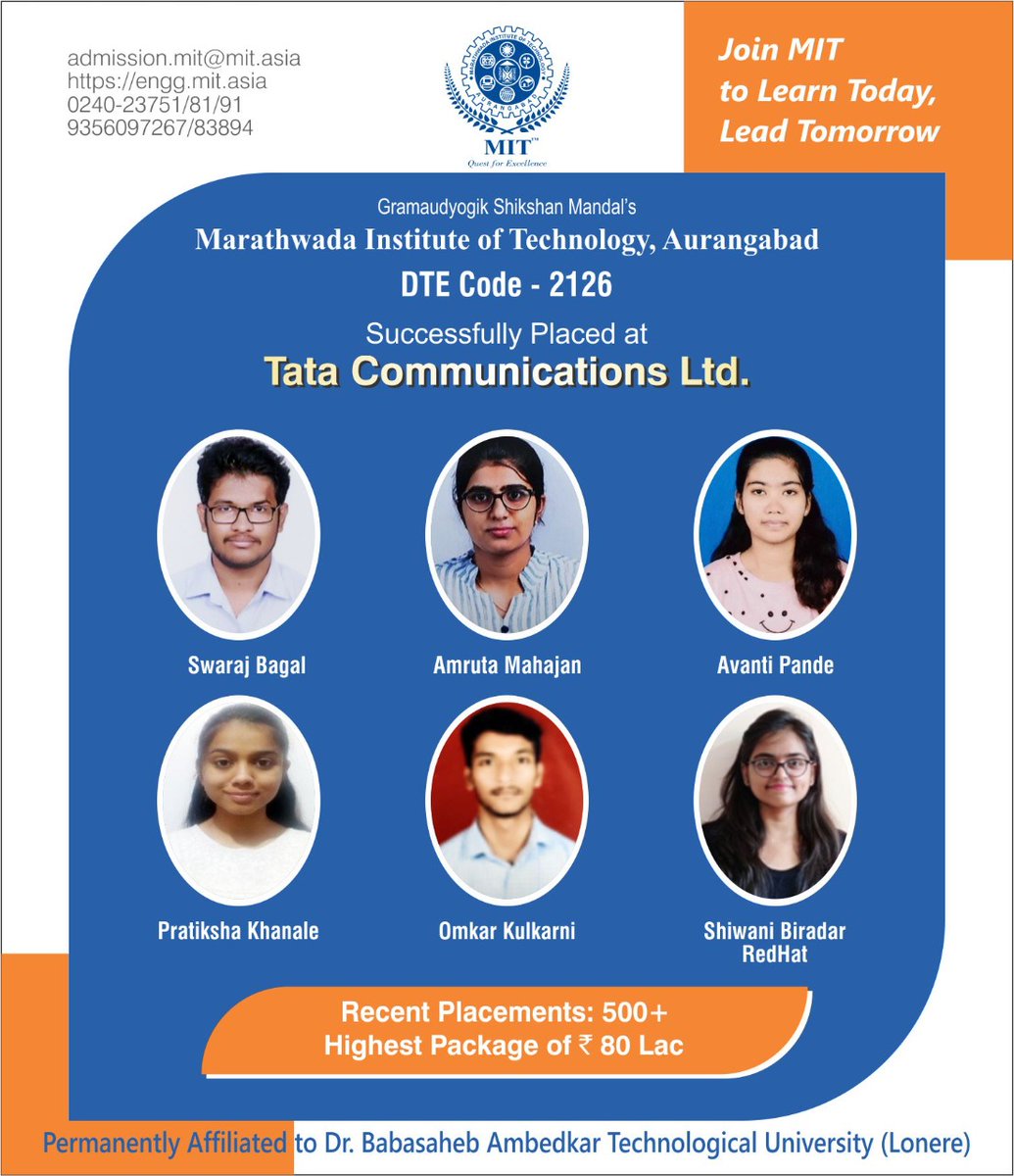 MIT_Updates's tweet photo. Congratulations to all the students who secured placement at Tata Communications Ltd. We wish you the best!
#LifeAtMIT #Successful #Placements https://t.co/MaBKrd2v2s