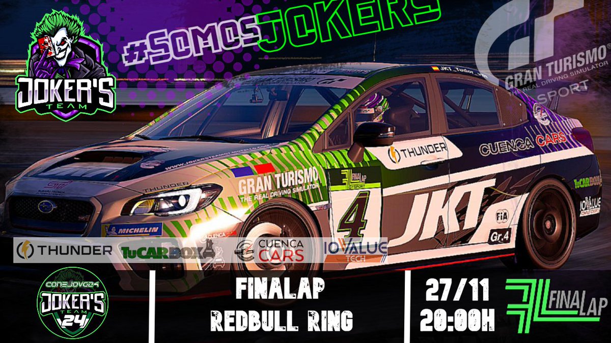 Jokers_eTeam's tweet photo. #Raceday #Gtsport
(💪) fuerza máxima para #AtomicRabbit @VictorConejo24
(💦) H2O para amenizar la tarde en #Redbullring...☔
(😝) Todos al directo de @FinaLap_eSports en https://t.co/oNt74zBMJ9 👈
🔄Retweet no te hagas el remolón/a‼️
#Somosjokers 😈 #simracing #gamers https://t.co/EvzFGwbi2F