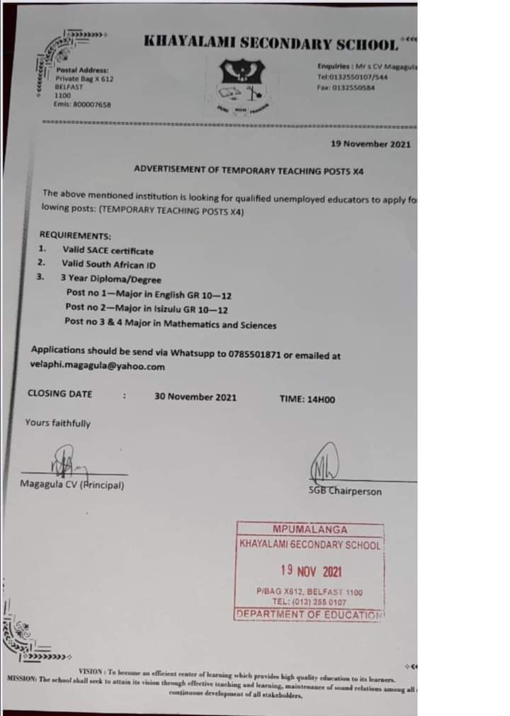 MetjahTebogo's tweet photo. Teaching jobs ‼️
Please retweet 🙏🏾 🙂 https://t.co/5KEYR5wrql