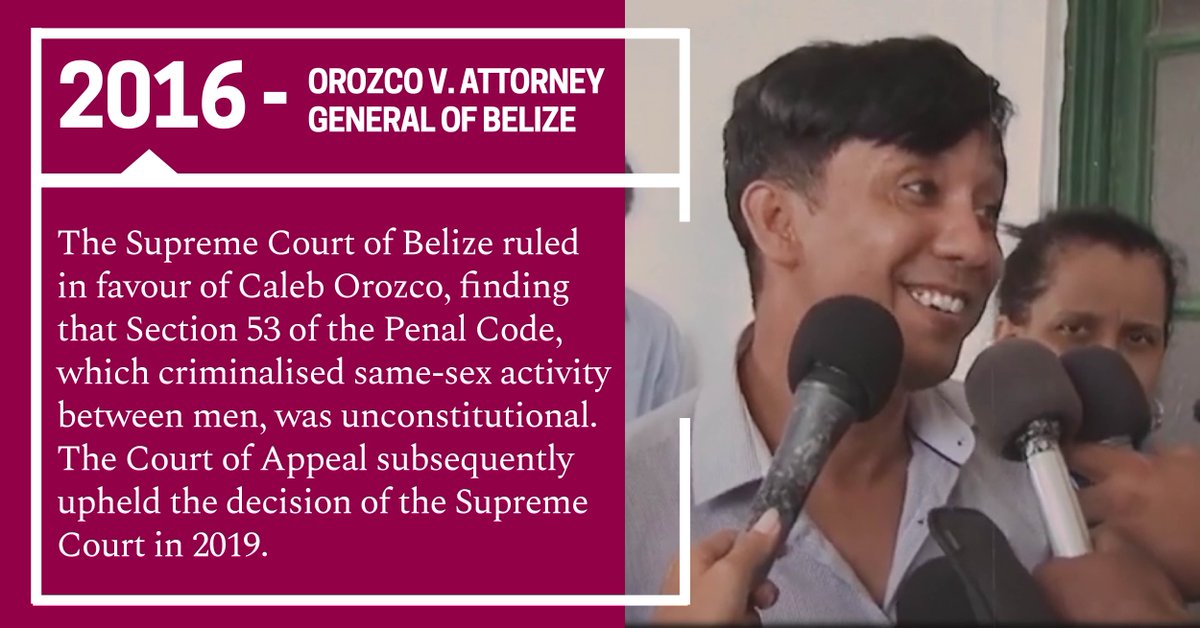 HumanDignityT's tweet photo. As we celebrate our 10-year anniversary, we look back at the victories the Trust has been involved in such as that of Caleb Orozco’s (@UNIBAMSupport) successful fight for decriminalisation in Belize in 2016: https://t.co/X3iRQIt4Rg #HDT10 #DefendingDignity https://t.co/lPkQnQ1Akt