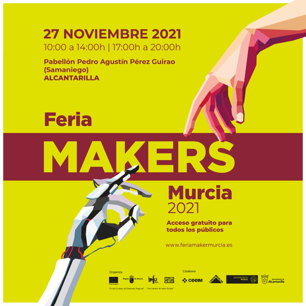 Ya estamos en Alcantarilla, celebrando la #FeriaMakersMurcia. Un evento en el que la tecnología y la cultura #maker se unen para ofrecernos un espacio divulgativo y muy divertido. 

¿Te lo vas a perder?
feriamakermurcia.es