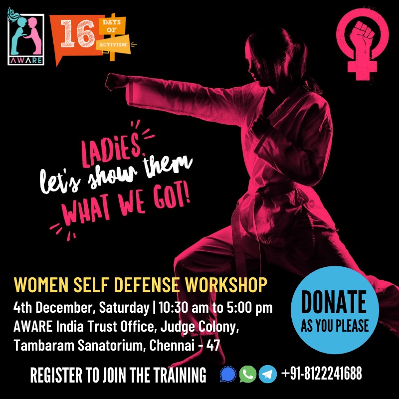 awareindia2020's tweet photo. AWARE India proudly invites to attend our EMPOWER Women Self Defense Workshop.

The workshop is geared to participants who have little or no knowledge of personal safety training or sporting prowess. Open to all girls and women over 18 years of age
#womenselfdefense #selfdefense https://t.co/33zhyvufcF