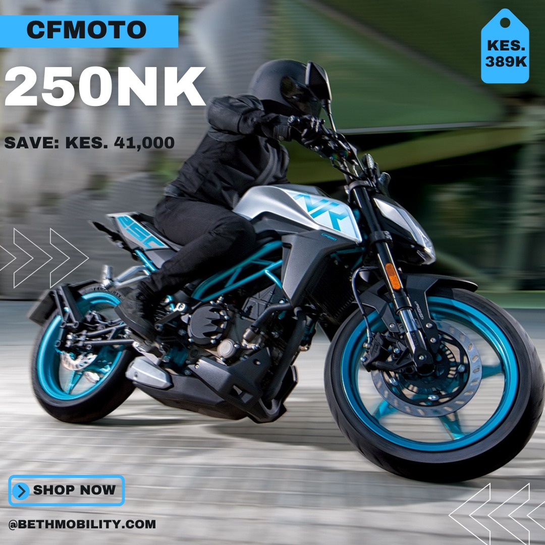 bethmobilityke's tweet photo. This could be you this weekend but you still haven't gotten yourself the CFMoto 250NK😜
🔔Only 3 days left for you to take advantage of the #bethblackfridaysale
Visit our showroom for viewing.
#bethmobilty #cfmoto250nk #bethblackfridaysale #streetbikes #kenyanbikers https://t.co/CfziwzCJmp