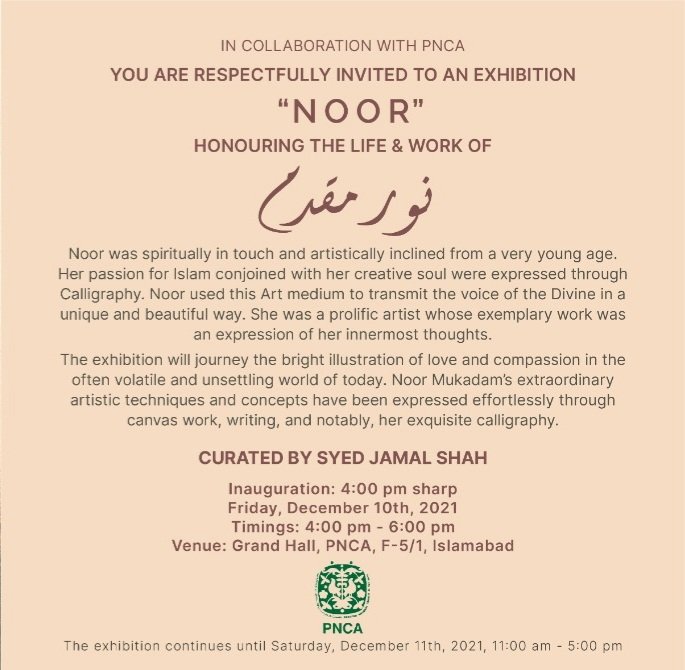 justicefornoor's tweet photo. In honour of Noor's life and work there will be an art exhibition at PNCA. We would appreciate if everyone could join us. We will also be having a dua at the event InshaAllah. #NoorMuqadam https://t.co/zG1zhNlG8u