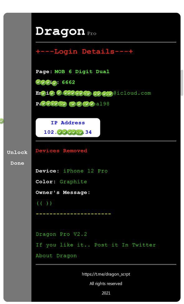 icloud_champ's tweet photo. ✔️ Lost Mode
📴 FMI OFF
🙏 Thanks For Dragon Team🐲🐉
👇👇👇
🔥For VIP Hosting ➕🛡️Anti Red Page Script Panel iCloud 
@DragonT10523260 https://t.co/OUovVIfY4w