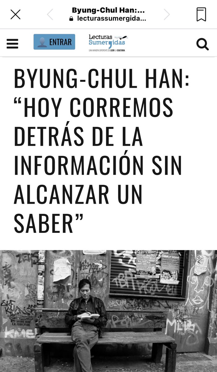 NorjhiraMiranda's tweet photo. Partiendo de las ideas de otro pensador, #Agamben, señala Byung #ChulHan:
“Cuando todo se vuelve calculable, la felicidad desaparece. La felicidad es un acontecer que escapa a todo cálculo... La vida calculable y optimizada está ayuna de magia y, por tanto, de felicidad”. https://t.co/13mtpyZmQm