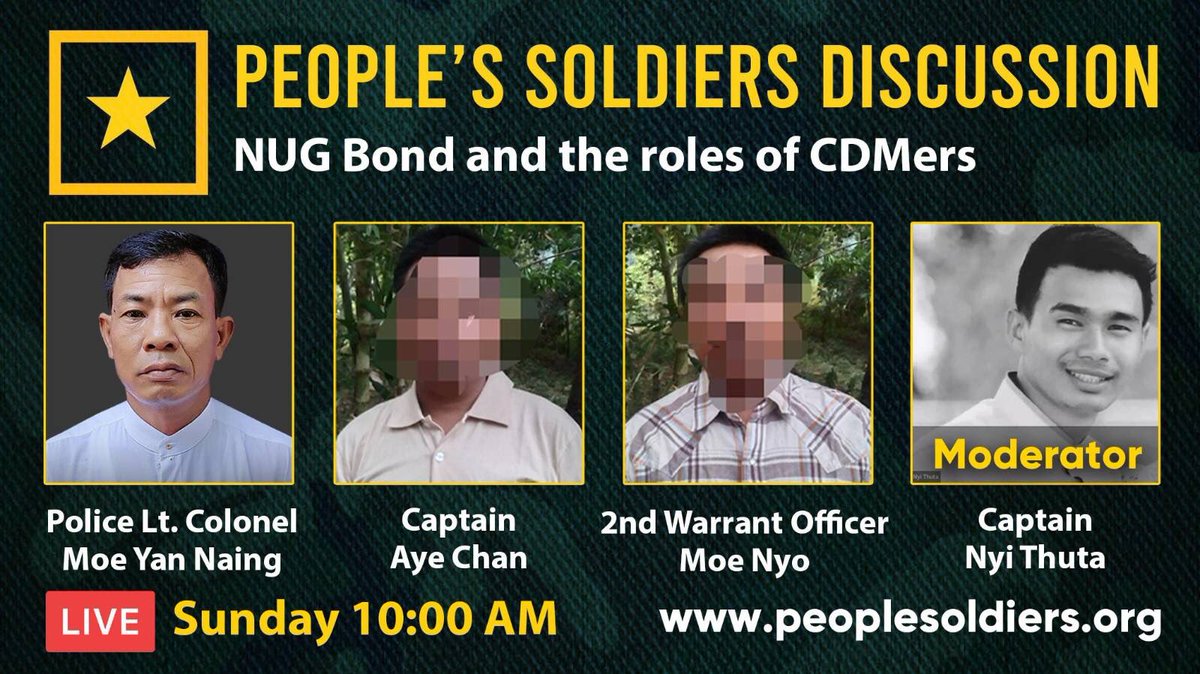 peoplesgoal2022's tweet photo. Join us tomorrow at 10:00 am as we discuss how the military council is creating divisions between the people and its soldiers. English simultaneous interpretation is available. Please let us know if you want to join the webinar. #WhatsHappeningInMyanmar #SupportPeopleSoldiers https://t.co/Q4HFeMUPa8