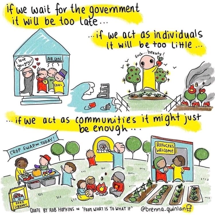 0wasteTO's tweet photo. "If we act as communities it might just be enough." 🙌

[quote by @robintransition "From What Is to What If?"] 

illustrated by @BrennaQuinlan permaculture artist ➡

https://t.co/RvMc4C0xnX 👏

#BuildBackBetter 🌿#RegenerativeLiving 🌎#TransitionMovement 💚 (2/x) https://t.co/qVxTqzOGex