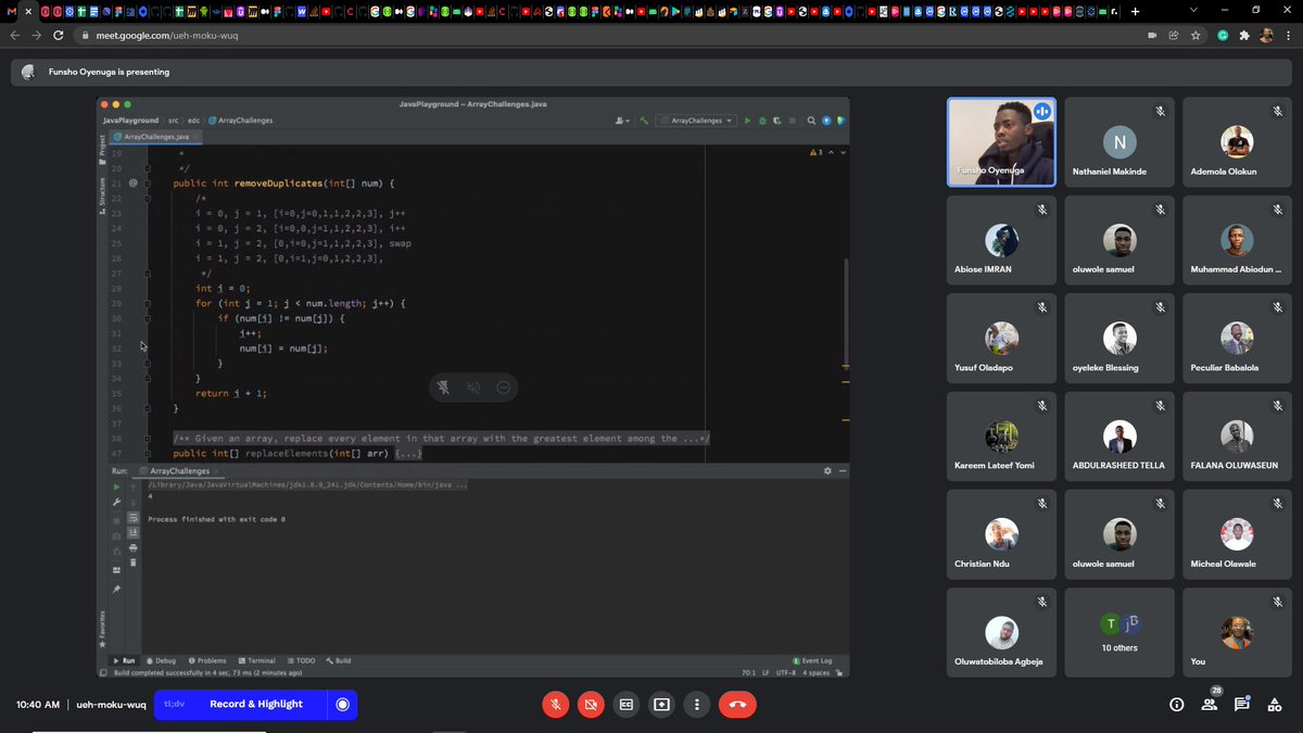 Had a great Saturday morning session on Data Structures and Algorithms, which was led by the talented and senior developer <a href="/FunshoFab/">Funsho</a> 🚀🚀

The session was organized and planned by <a href="/edc_devs/">EDC</a>