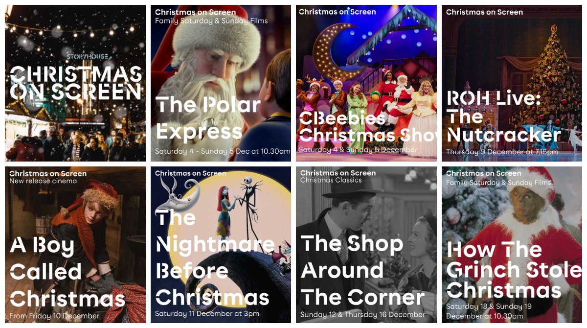 StoryhouseLive's tweet photo. Tickets on sale now! ๐๏ธ๐๏ธ๐๏ธ
๐ #ThePolarExpress
๐ #CBeebiesChristmasShow @CBeebiesHQ
๐ #ROHLive #TheNutcracker @RoyalOperaHouse
๐ #ABoyCalledChristmas
๐ #TheNightmareBeforeChristmas
๐ #TheShopAroundTheCorner
๐ #HowTheGrinchStoleChristmas
#StoryhouseCinema ๐ฟ https://t.co/JelIT0bqod