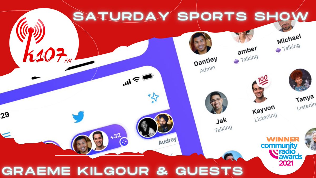 k107radio's tweet photo. A very busy show today recorded last night live on @TwitterSpaces

🇪🇸 @escocesacarol in Barcelona
🏉 @kirkcaldyrugby Reporter Murray Oliver 
✍️ @FifeFlyers new D-man 
⚽️ Ex @RaithRovers players @Baggsy22 and @markferry_fez 

Full build up to all the sport in KDy this week from 1 https://t.co/AIGCRyCVsm