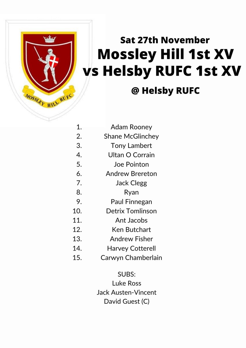 <a href="/mossleyhillRug/">Mossley Hill</a> 1st XV team for the game at <a href="/helsbyrugby/">Helsby Rugby Club</a> today