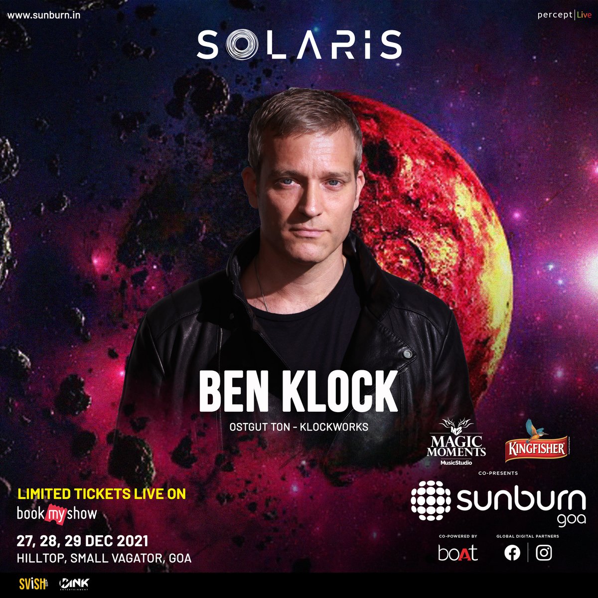 Solaris_ind's tweet photo. Get ready for one of the most significant characters in Techno’s recent history 
@BenKlock
 
Globally known for his enthralling tracks and remixes. 

Very limited EB tickets left! Grab yours NOW 
🎫 - https://t.co/BpAWU9yAQ2

#SunburnGoa2021 #LifeIsCalling #LiveInYourLivingRoom https://t.co/lDJnXEu9Ys
