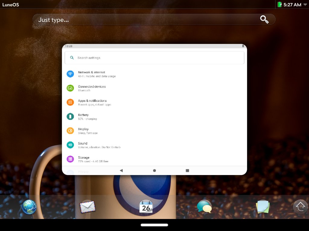 Herrie1982's tweet image. Some work in progress: Running #waydroid (Android 10) on #LuneOS #webOS in #VirtualBox @webosports @webos_ose