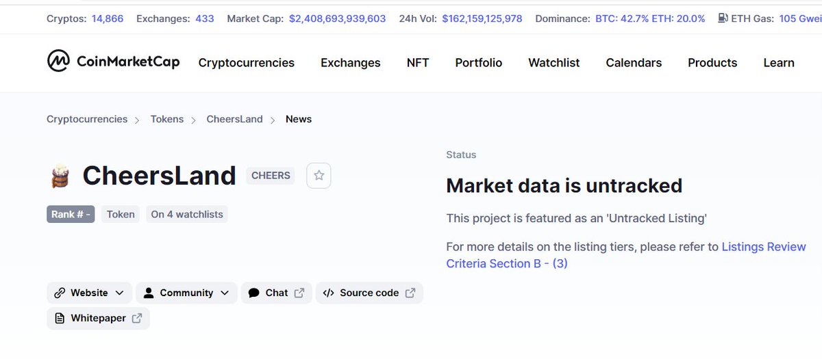 🍻Thrilled to announce that <a href="/CoinMarketCap/">CoinMarketCap</a>
 has listed CheersLand🍻

🔥$CHEERS #IGO will be launched from the 27th to the 29th, and a detailed timetable will be posted later. Fasten your seatbelt fellas🚀

🔗CMC link👇
coinmarketcap.com/currencies/che…

<a href="/cheers_land/">CheersLand | #RWA #DePIN</a> #thecryptolifestyle