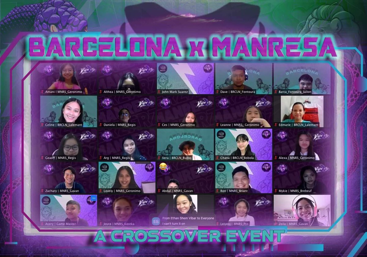 ManresaCluster's tweet photo. CTK FIESTA DAY 2 | TRUE POWER IS BORN WHEN CLAWS MEET FANGS!🐍🦁 

LOOK👀 The first and greatest ✨crossover event✨ in the pride land! The MANRESA VIPERS🐍💜 and The BARCELONA LIONS🦁💙💚 team building event. Together, they have hissed and roared to claim the victory! https://t.co/mxpQlibtgq