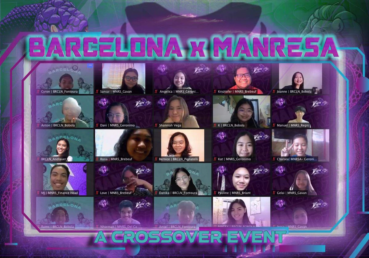ManresaCluster's tweet photo. CTK FIESTA DAY 2 | TRUE POWER IS BORN WHEN CLAWS MEET FANGS!🐍🦁 

LOOK👀 The first and greatest ✨crossover event✨ in the pride land! The MANRESA VIPERS🐍💜 and The BARCELONA LIONS🦁💙💚 team building event. Together, they have hissed and roared to claim the victory! https://t.co/mxpQlibtgq